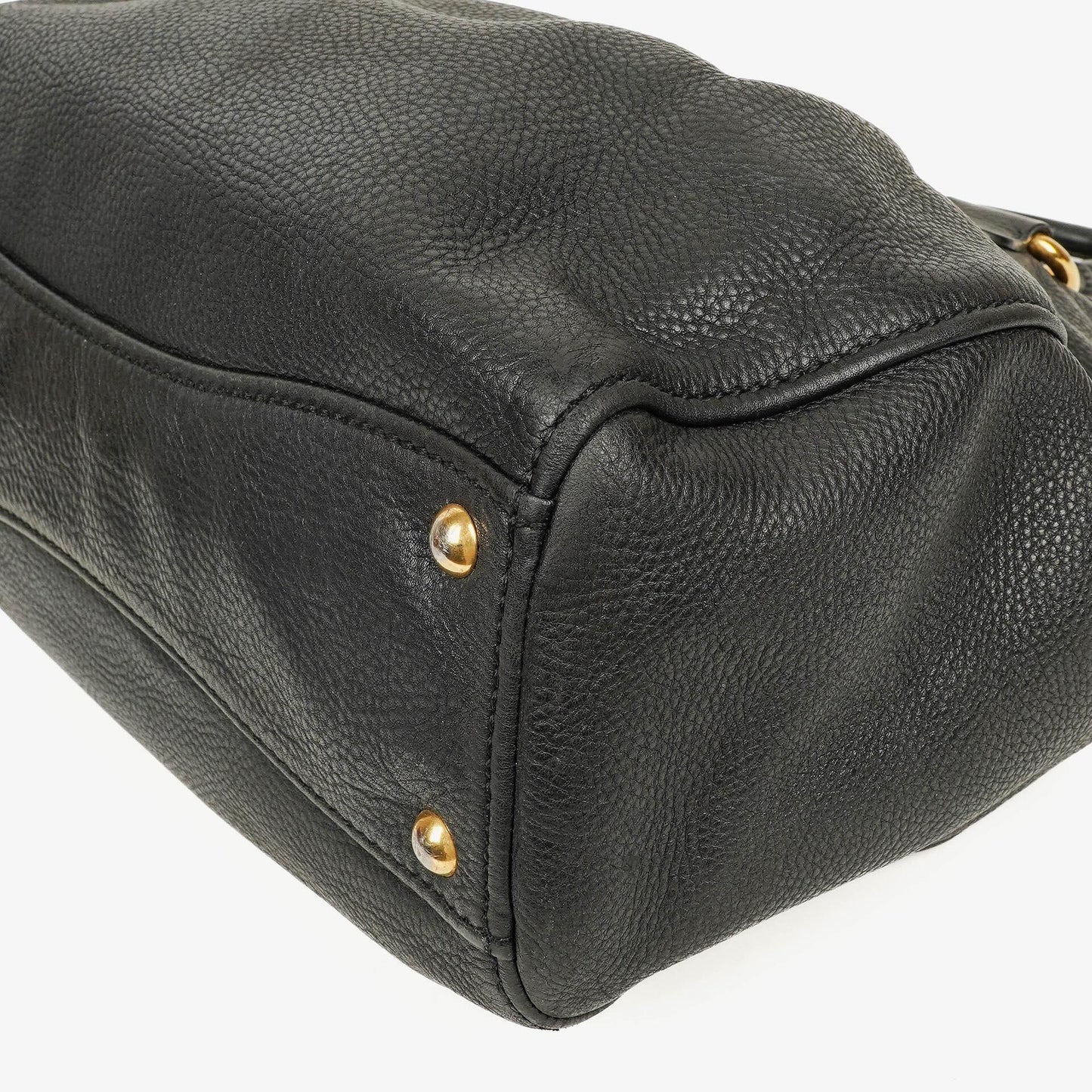 Miu Miu Vitello Caribu Tragetasche aus schwarzem Leder