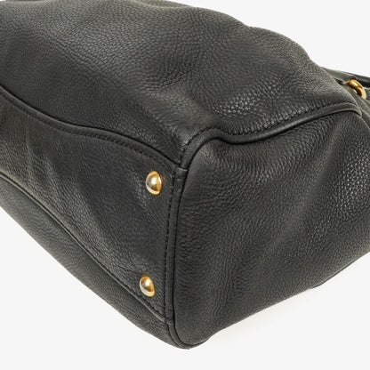 Miu Miu Vitello Caribu Tragetasche aus schwarzem Leder