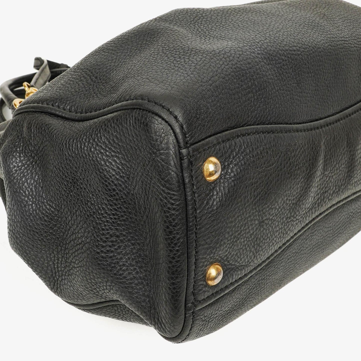 Miu Miu Vitello Caribu Tragetasche aus schwarzem Leder