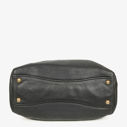 Miu Miu Vitello Caribu Tragetasche aus schwarzem Leder