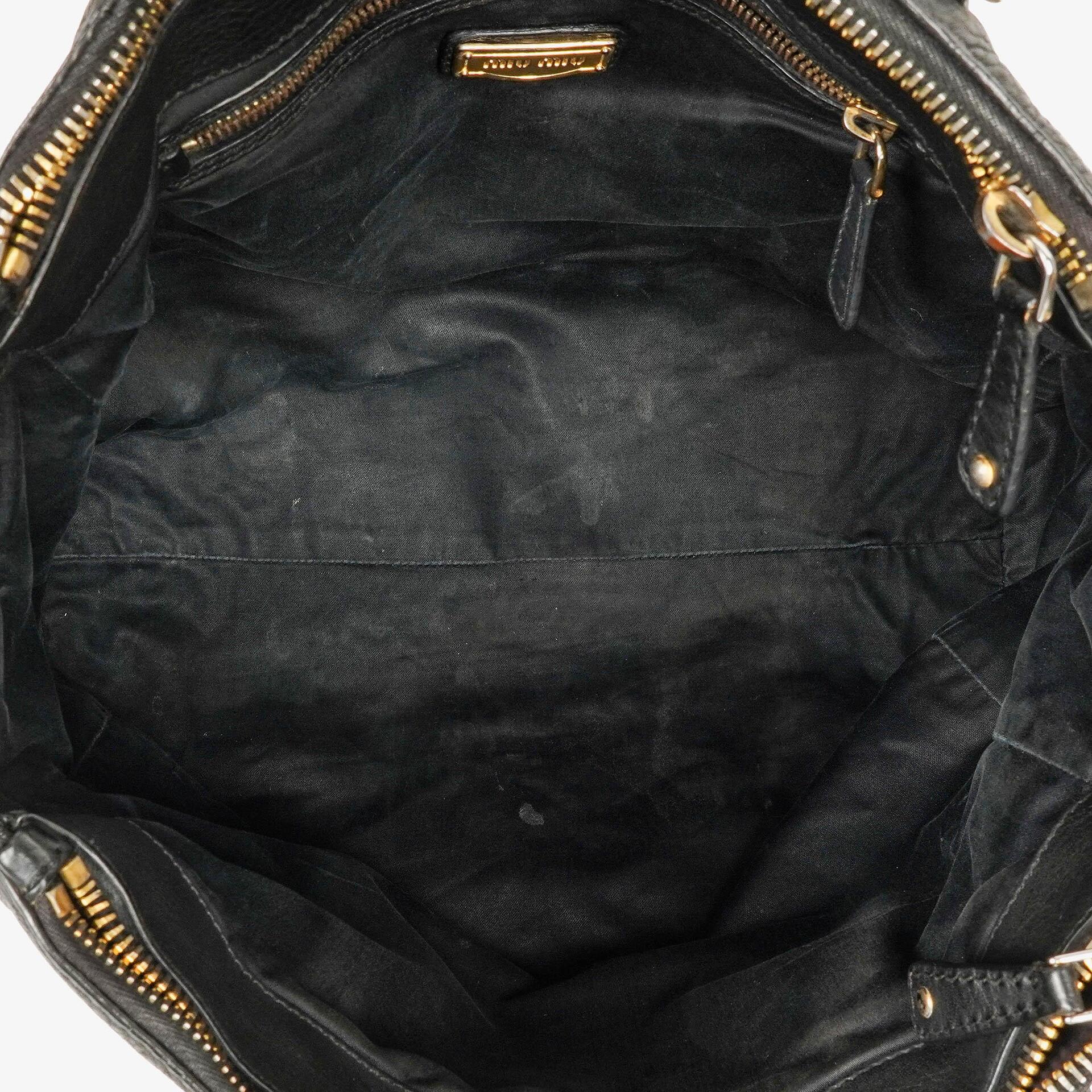 Miu Miu Vitello Caribu Tragetasche aus schwarzem Leder