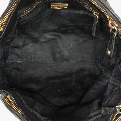 Miu Miu Vitello Caribu Tragetasche aus schwarzem Leder