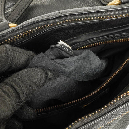 Miu Miu Vitello Caribu Tragetasche aus schwarzem Leder