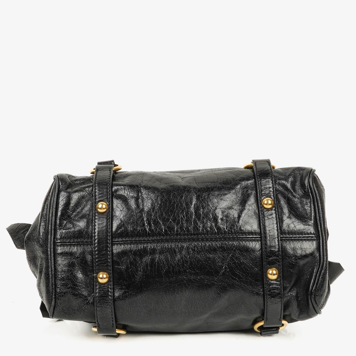 Miu Miu kleine Bow Satchel Tasche aus schwarzem Vitello Leder