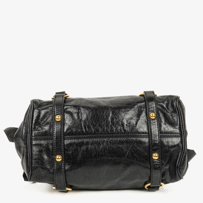 Miu Miu kleine Bow Satchel Tasche aus schwarzem Vitello Leder