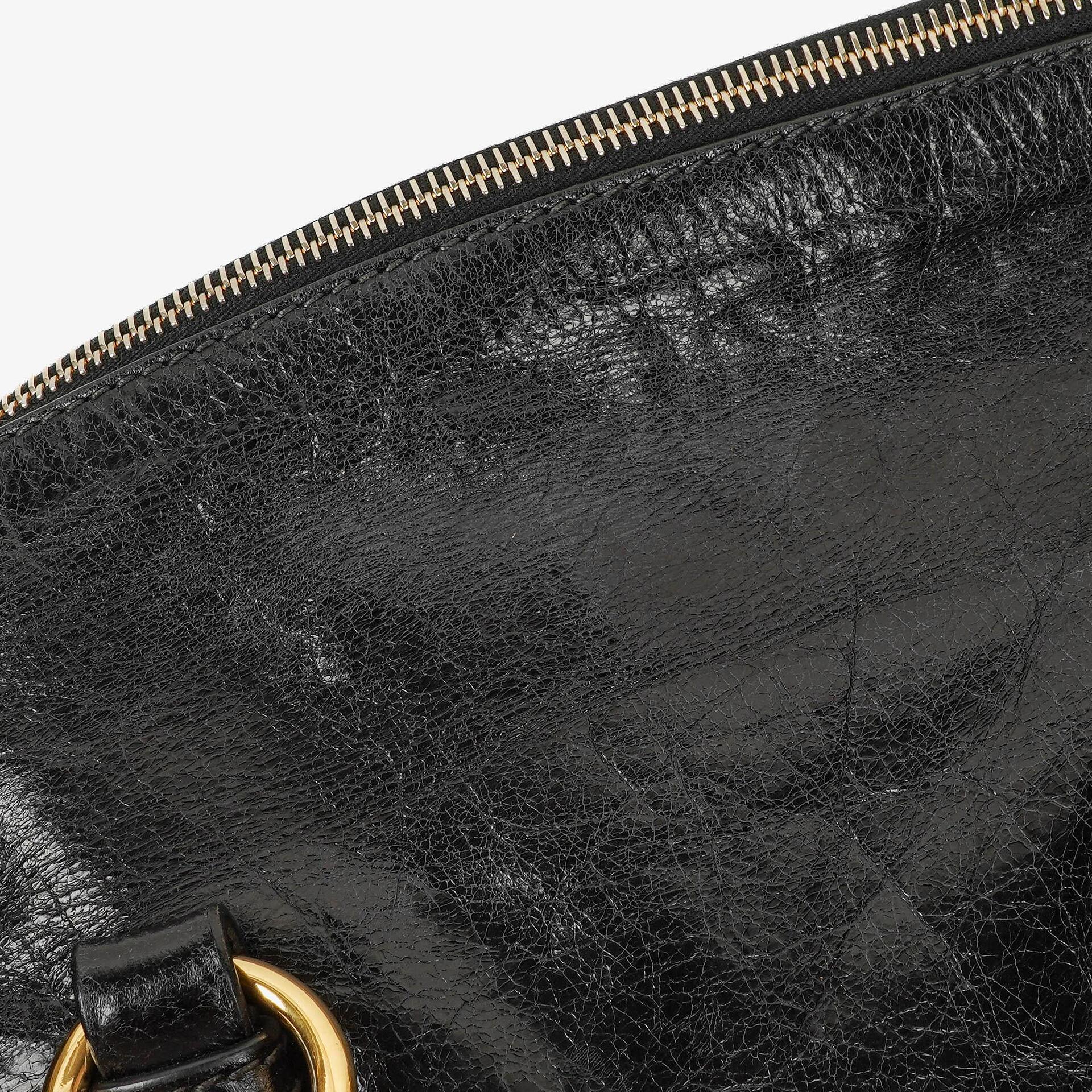 Miu Miu kleine Bow Satchel Tasche aus schwarzem Vitello Leder