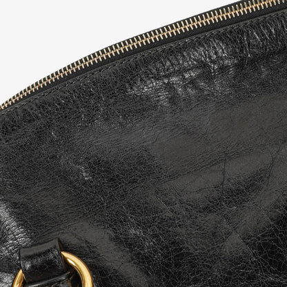 Miu Miu kleine Bow Satchel Tasche aus schwarzem Vitello Leder