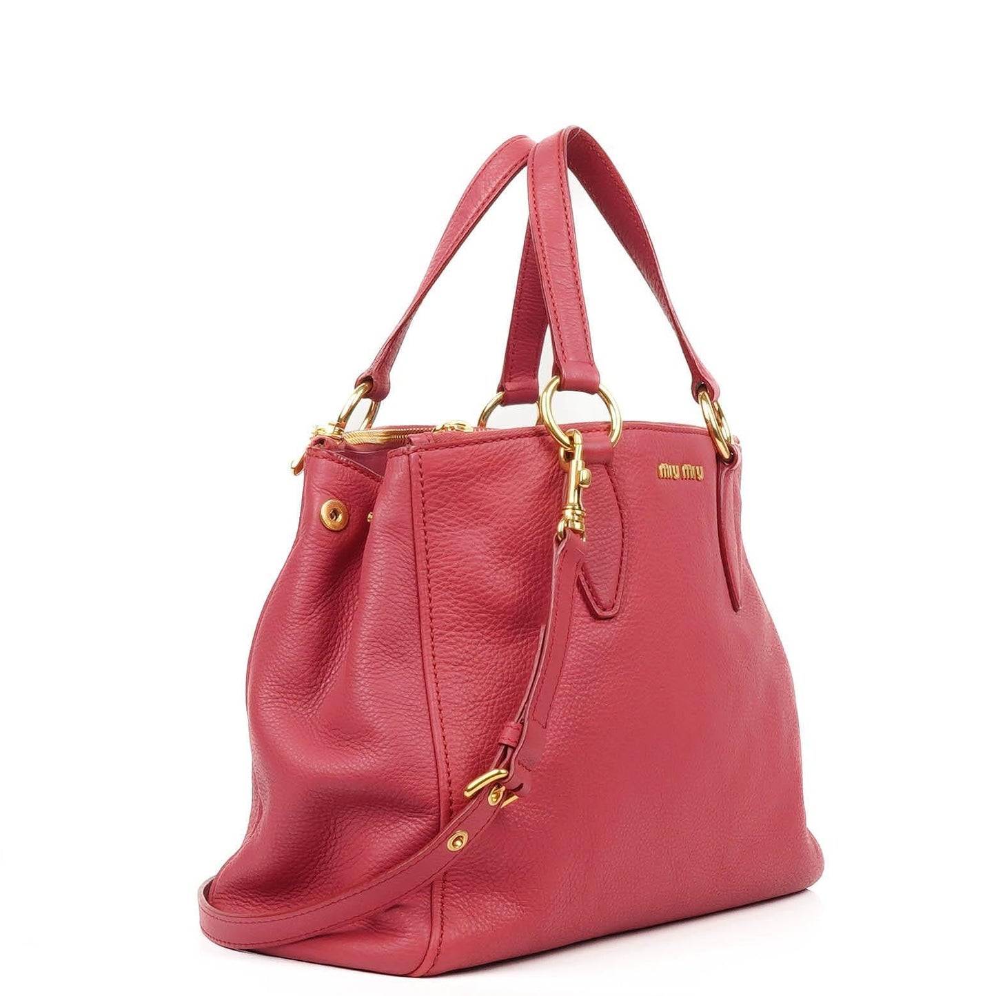 Miu Miu Vitello Caribu Pink Leder Tote Tasche