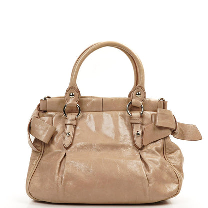 Miu Miu Vitello Lux Beigefarbene Satchel Tasche