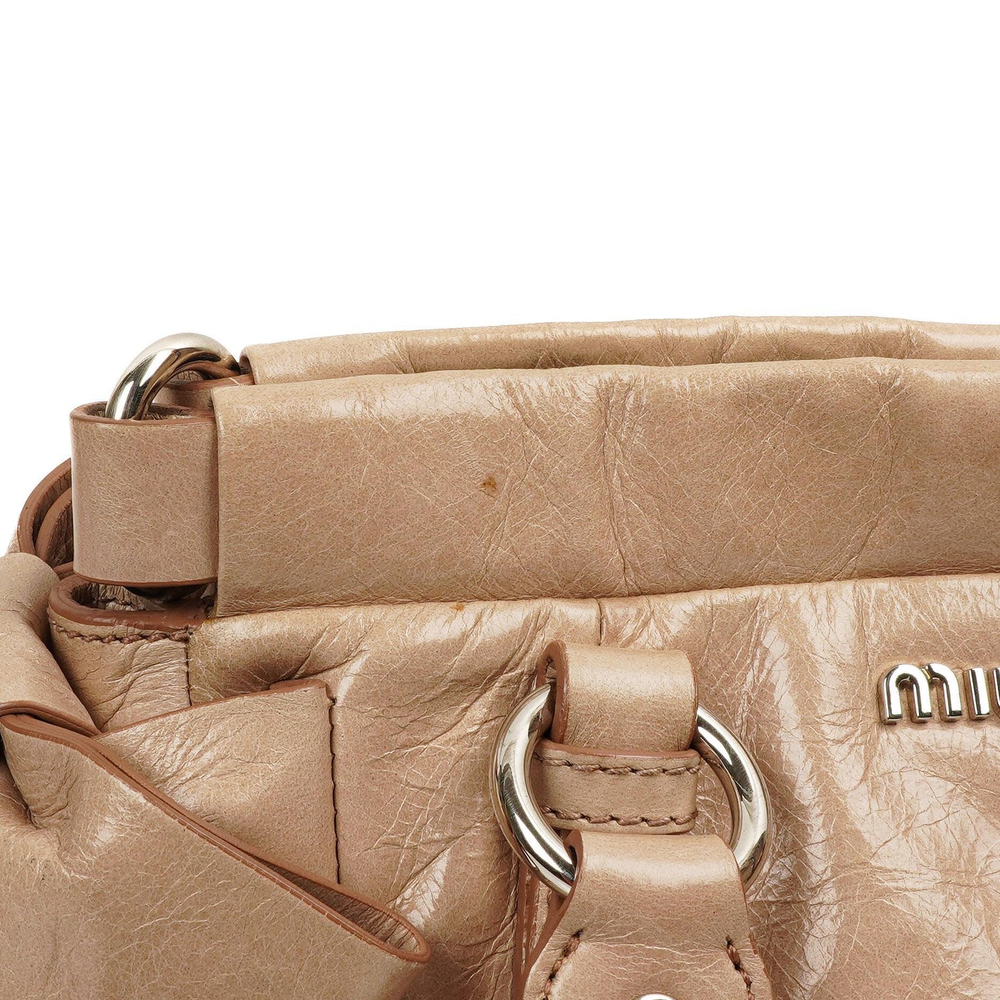 Miu Miu Vitello Lux Beigefarbene Satchel Tasche
