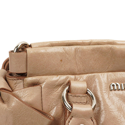 Miu Miu Vitello Lux Beigefarbene Satchel Tasche