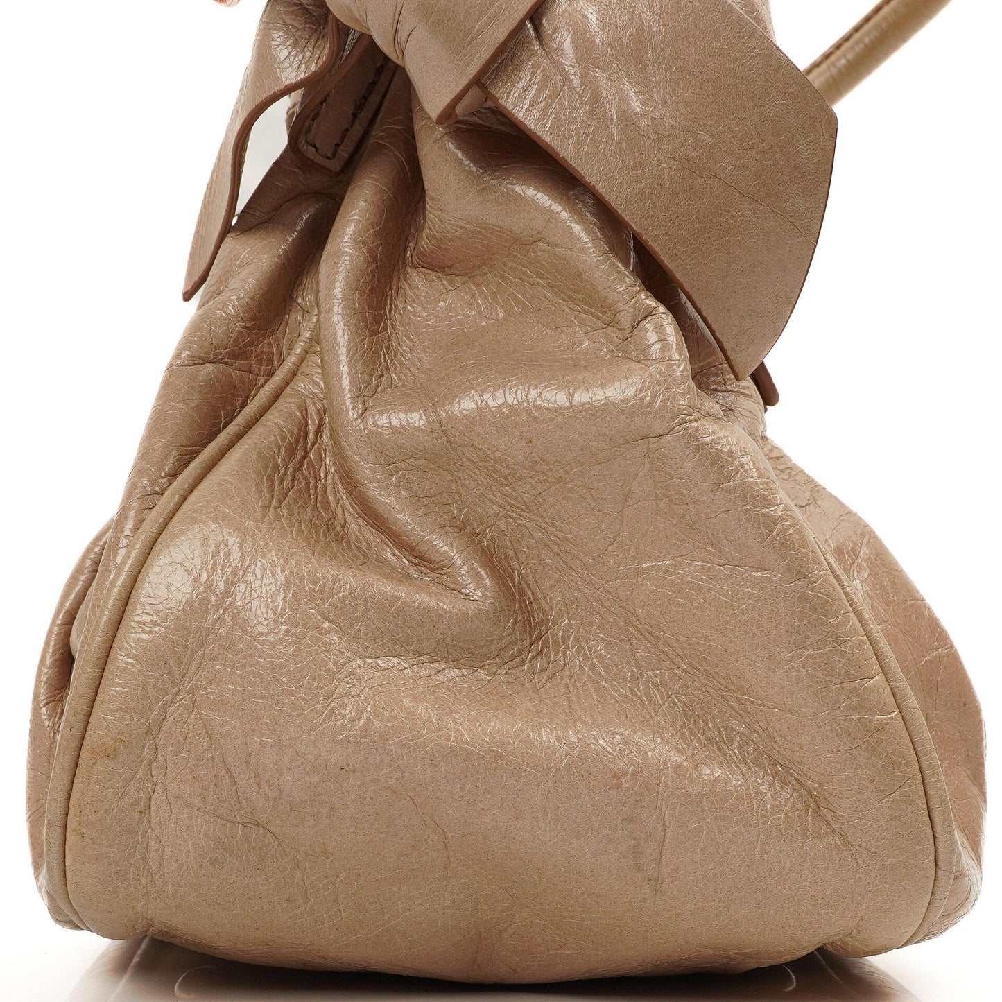 Miu Miu Vitello Lux Beigefarbene Satchel Tasche