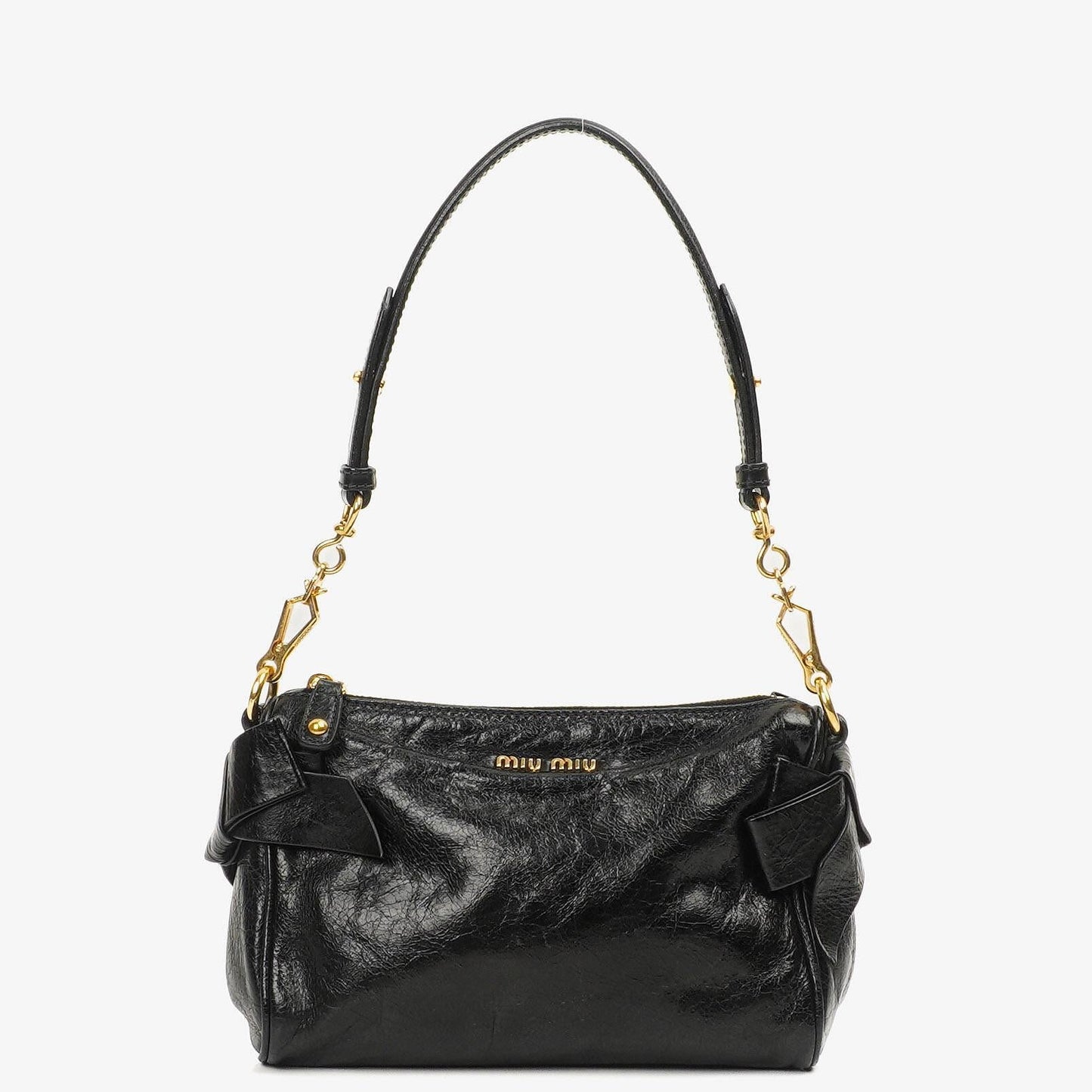 Miu Miu Vitello Lux Schwarze Schleifen Tasche