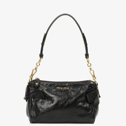 Miu Miu Vitello Lux Schwarze Schleifen Tasche
