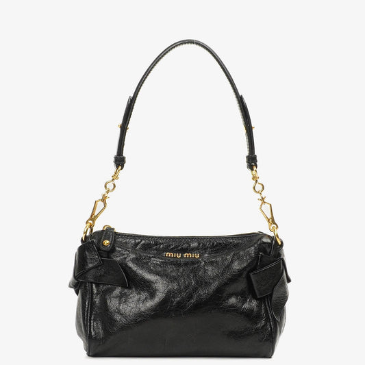 Miu Miu Vitello Lux Schwarze Schleifen Tasche