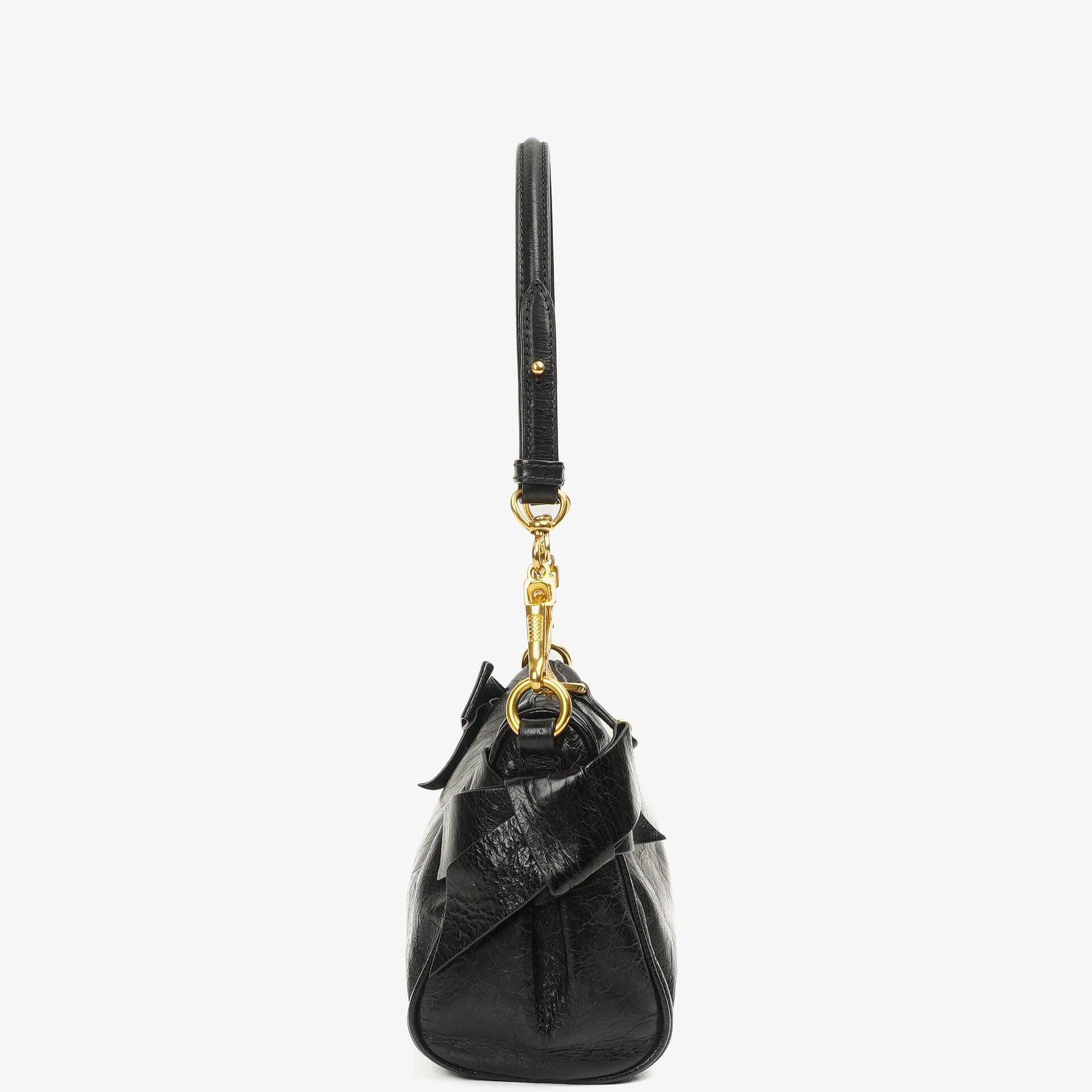 Miu Miu Vitello Lux Schwarze Schleifen Tasche