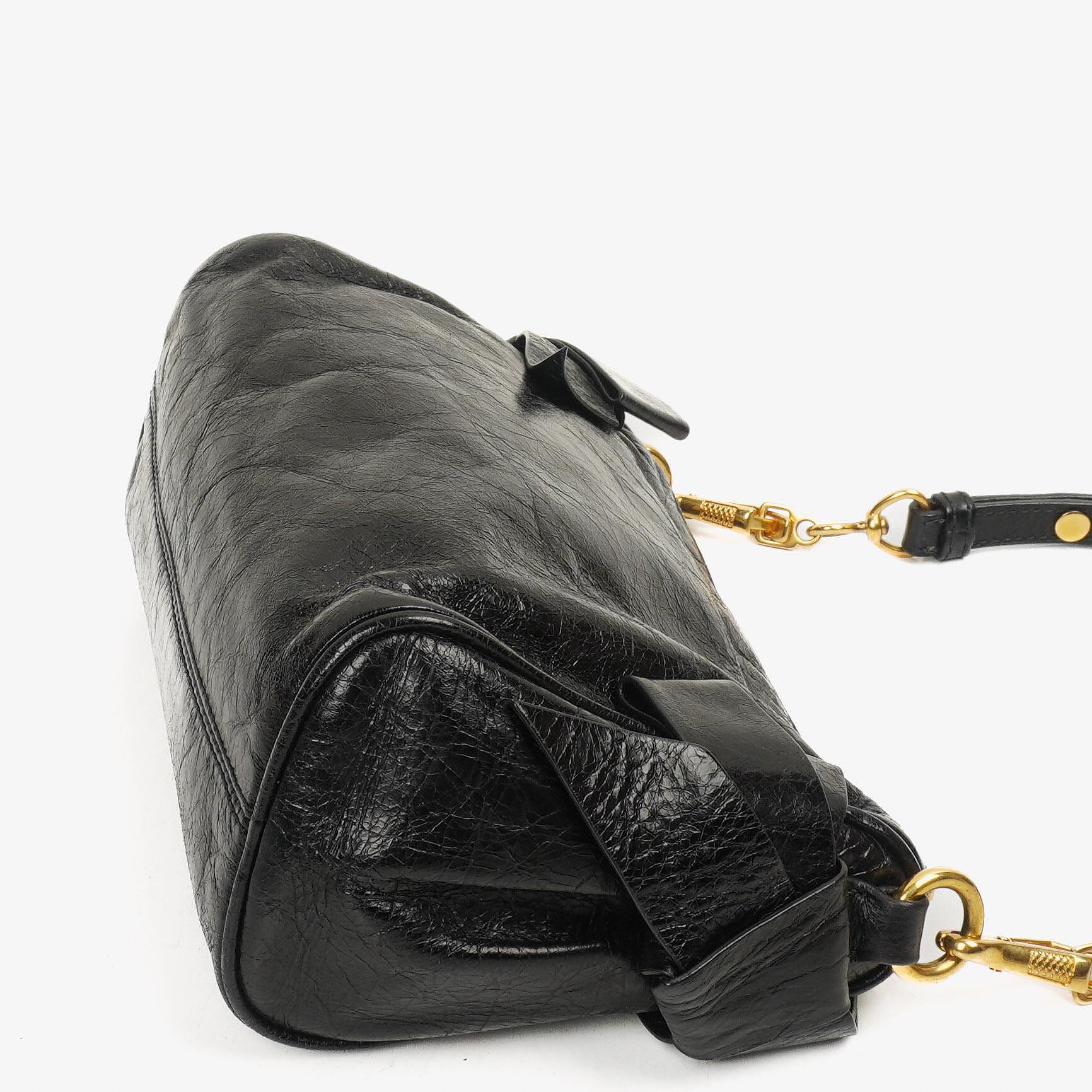 Miu Miu Vitello Lux Schwarze Schleifen Tasche