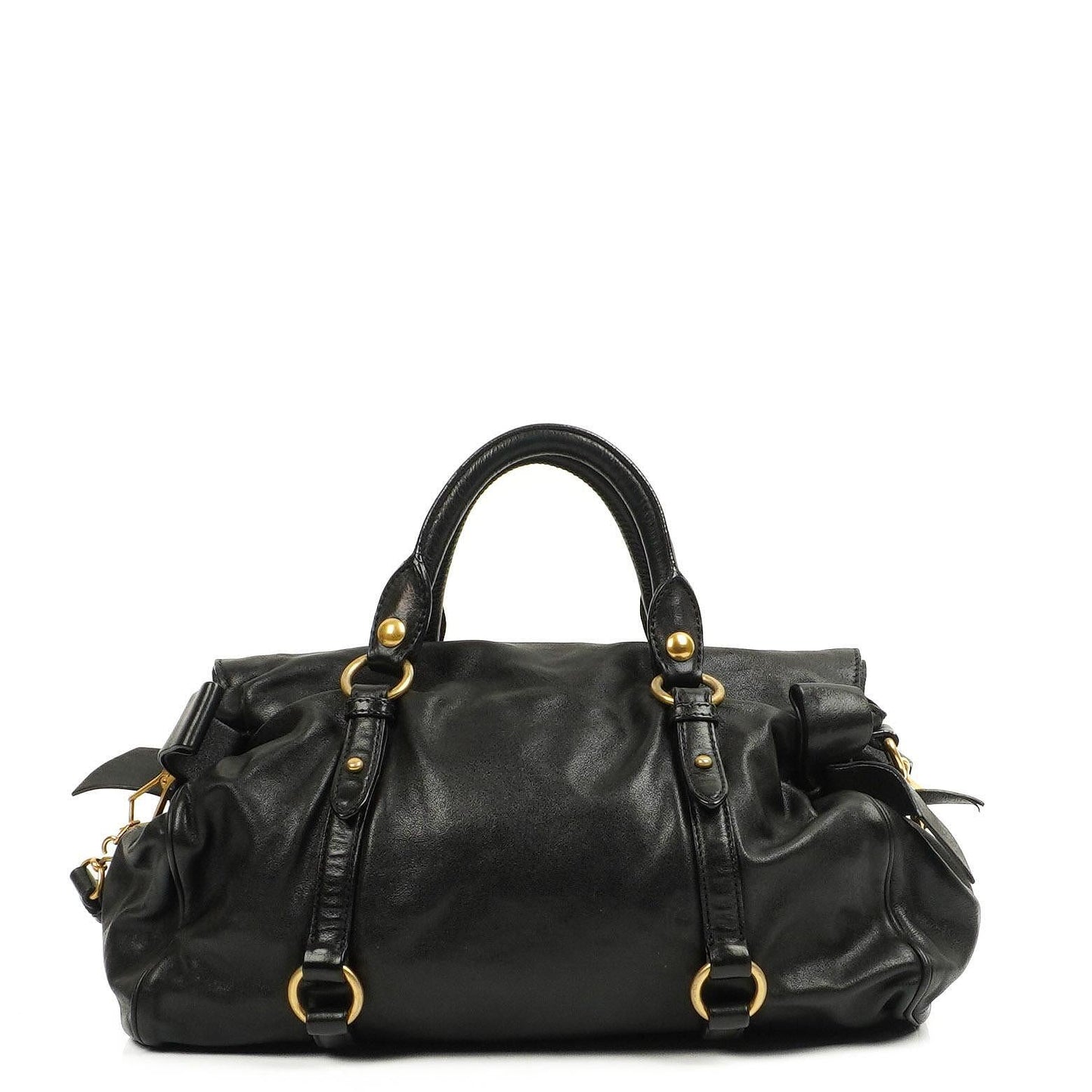 Miu Miu Vitello Lux Schwarze Schleifen-Umhängetasche