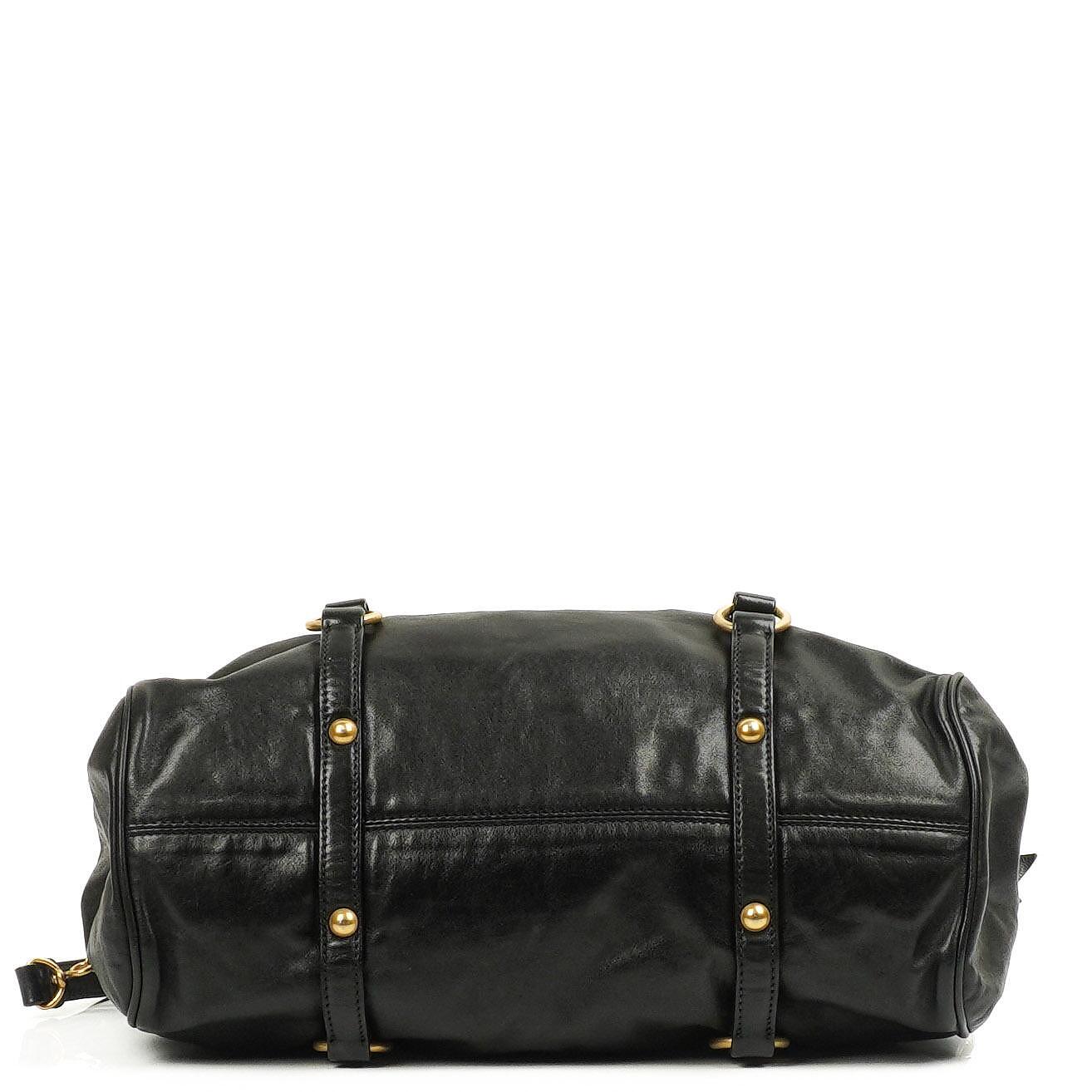 Miu Miu Vitello Lux Schwarze Schleifen-Umhängetasche