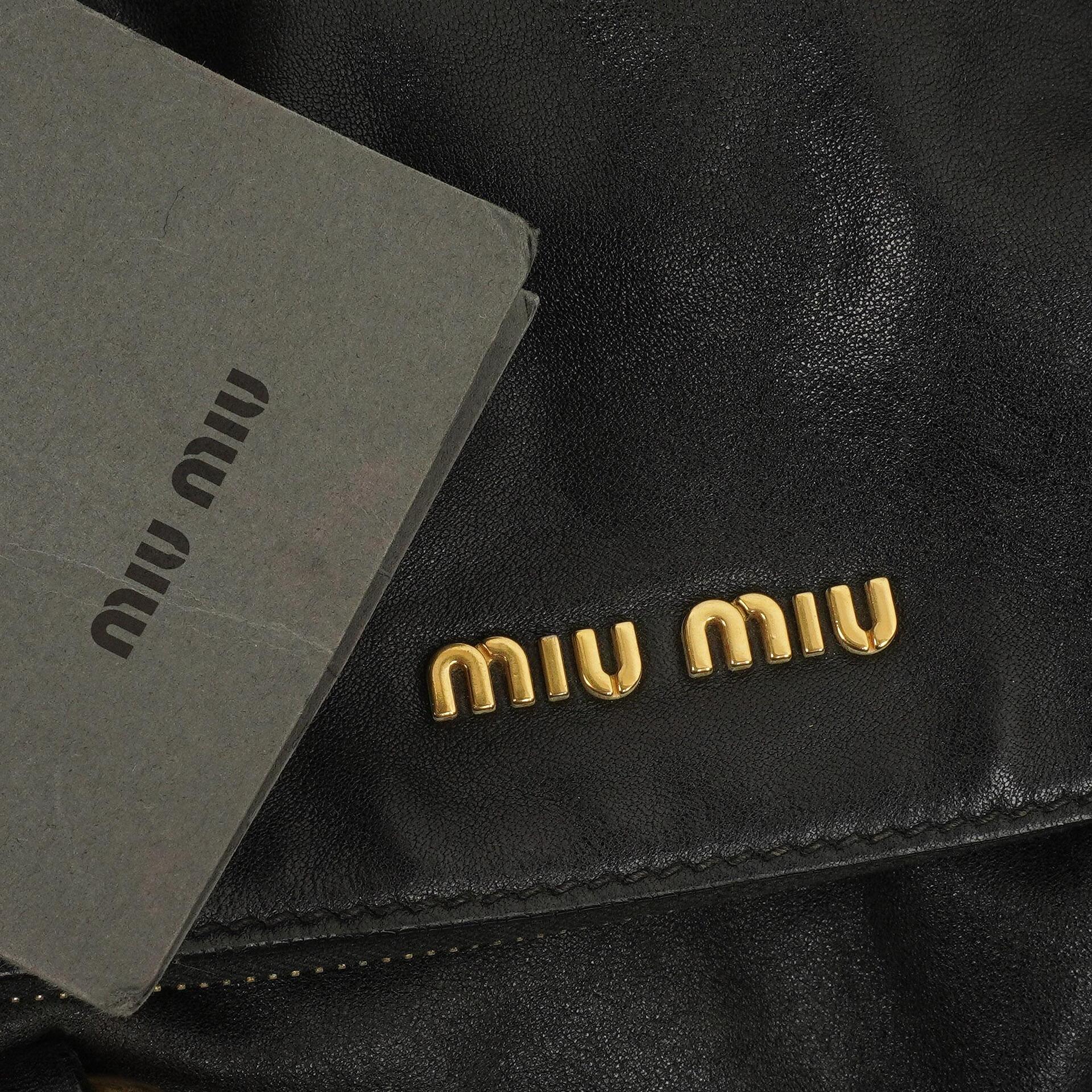 Miu Miu Vitello Lux Schwarze Schleifen-Umhängetasche