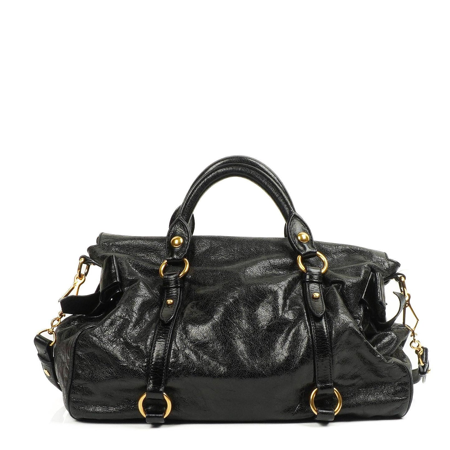 Miu Miu Vitello Lux Schwarze Schleifen-Umhängetasche