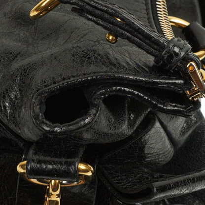 Miu Miu Vitello Lux Schwarze Schleifen-Umhängetasche
