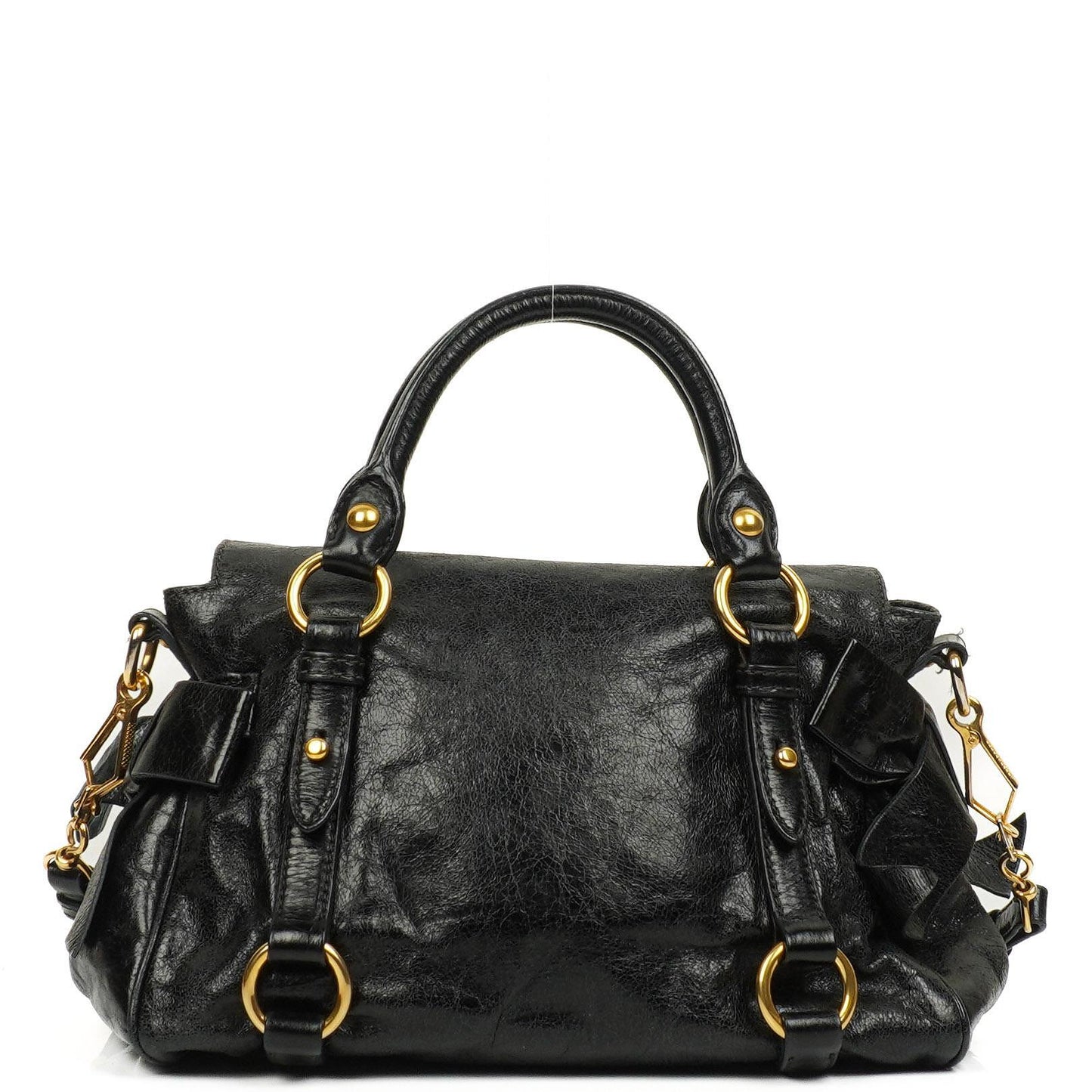 Miu Miu Vitello Lux Mini Schleifen Satchel Tasche Schwarz