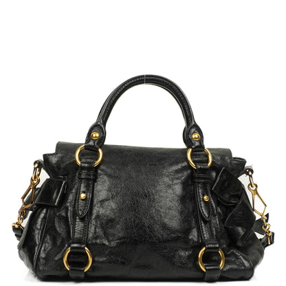 Miu Miu Vitello Lux Mini Schleifen Satchel Tasche Schwarz