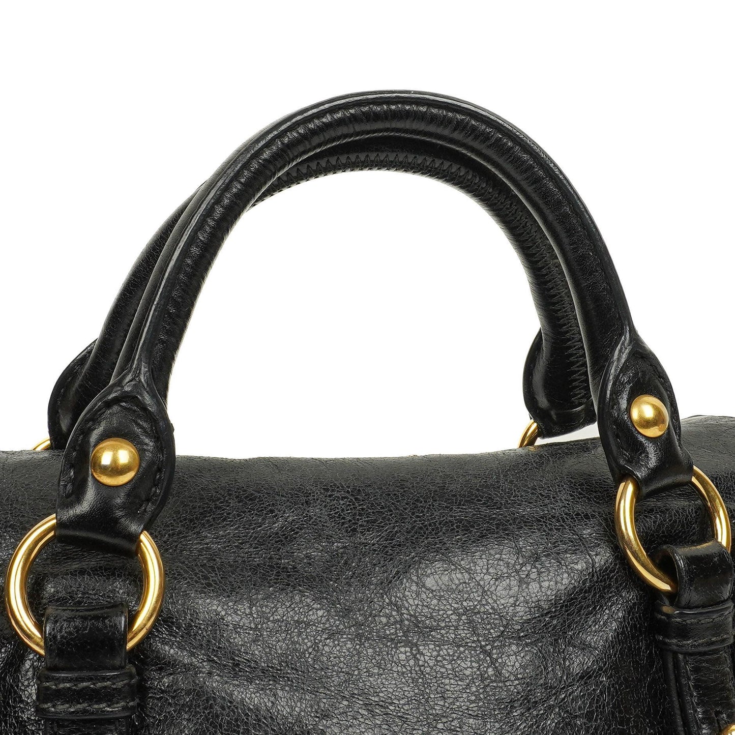 Miu Miu Vitello Lux Mini Schleifen Satchel Tasche Schwarz