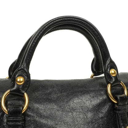 Miu Miu Vitello Lux Mini Schleifen Satchel Tasche Schwarz