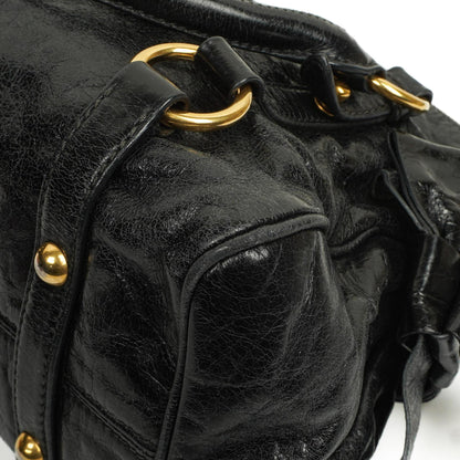 Miu Miu Vitello Lux Mini Schleifen Satchel Tasche Schwarz