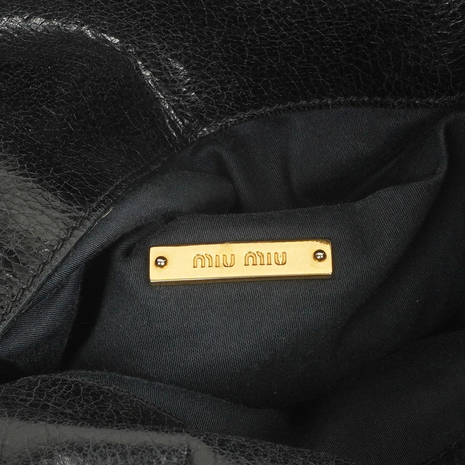 Miu Miu Vitello Lux Mini Schleifen Satchel Tasche Schwarz
