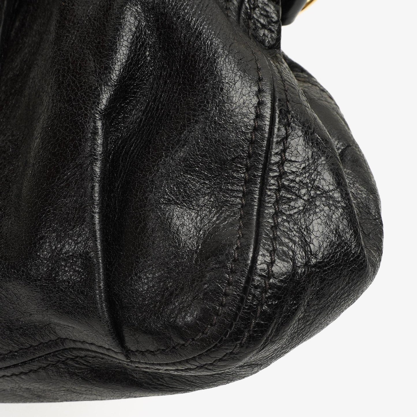 Miu Miu Vitello Lux Schwarze Satchel Tasche