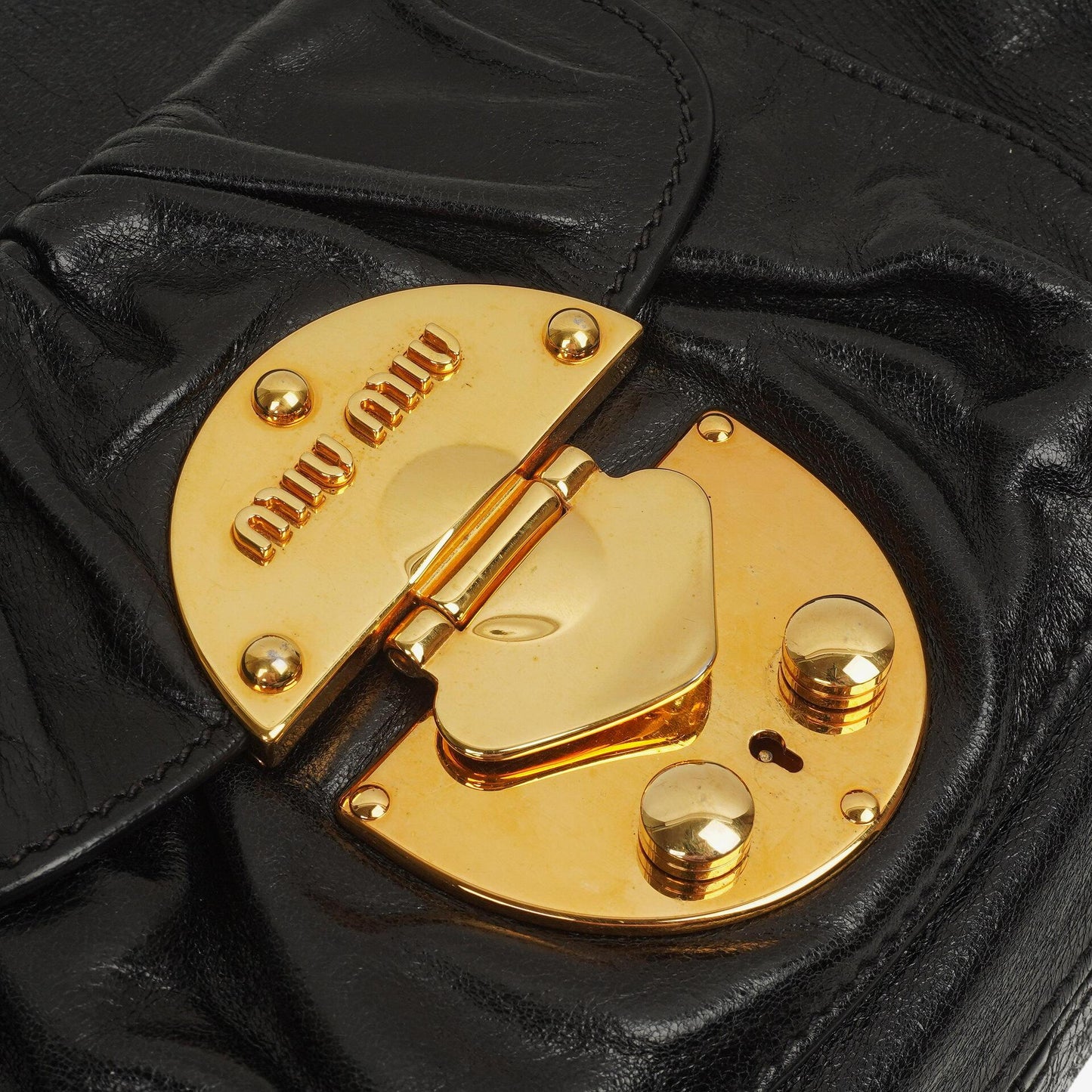 Miu Miu Vitello Lux Schwarze Satchel Tasche