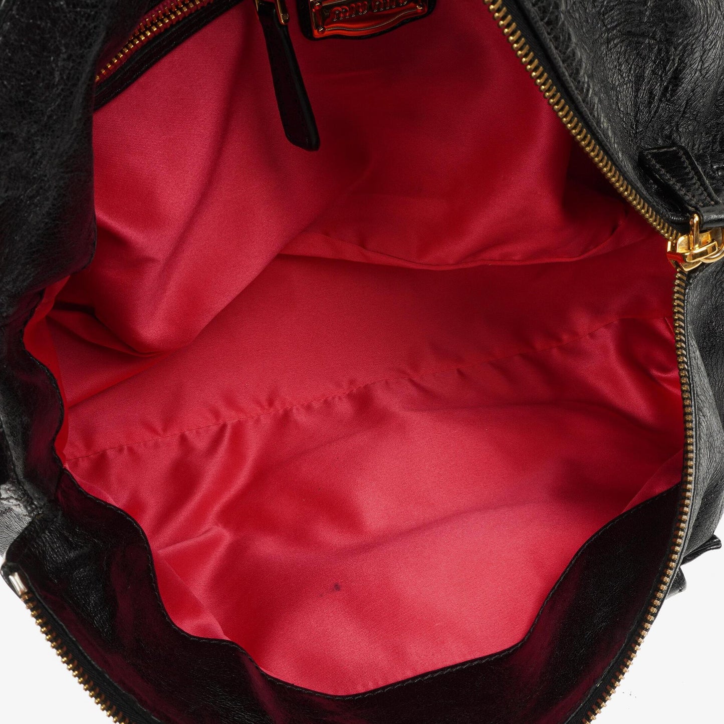 Miu Miu Vitello Lux Schwarze Satchel Tasche