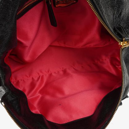 Miu Miu Vitello Lux Schwarze Satchel Tasche