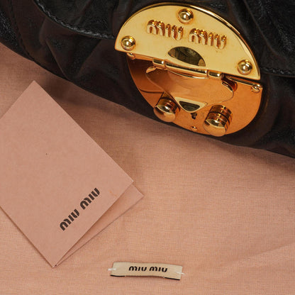 Miu Miu Vitello Lux Schwarze Satchel Tasche
