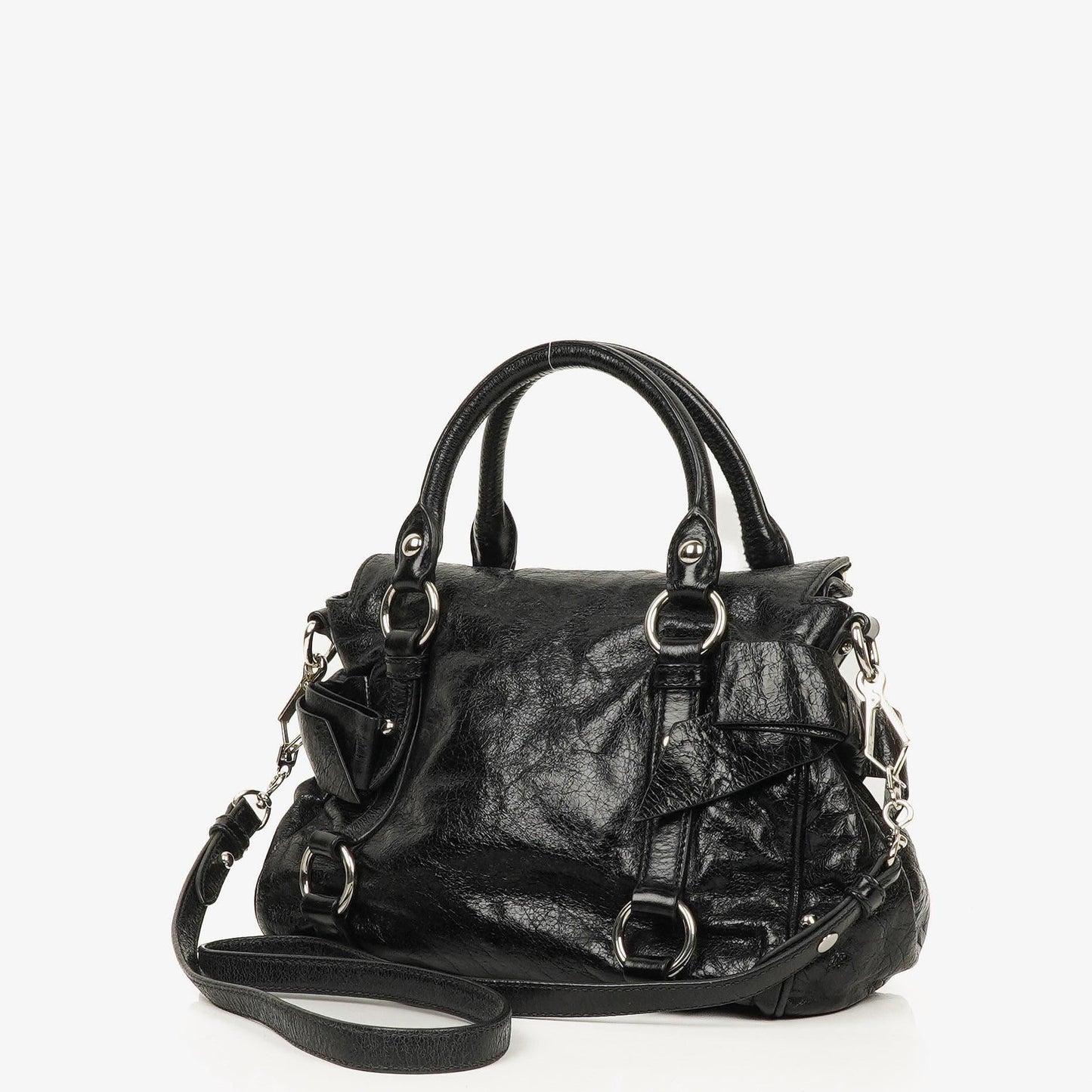 Miu Miu Vitello Lux kleine Bow Satchel-Tasche in Schwarz