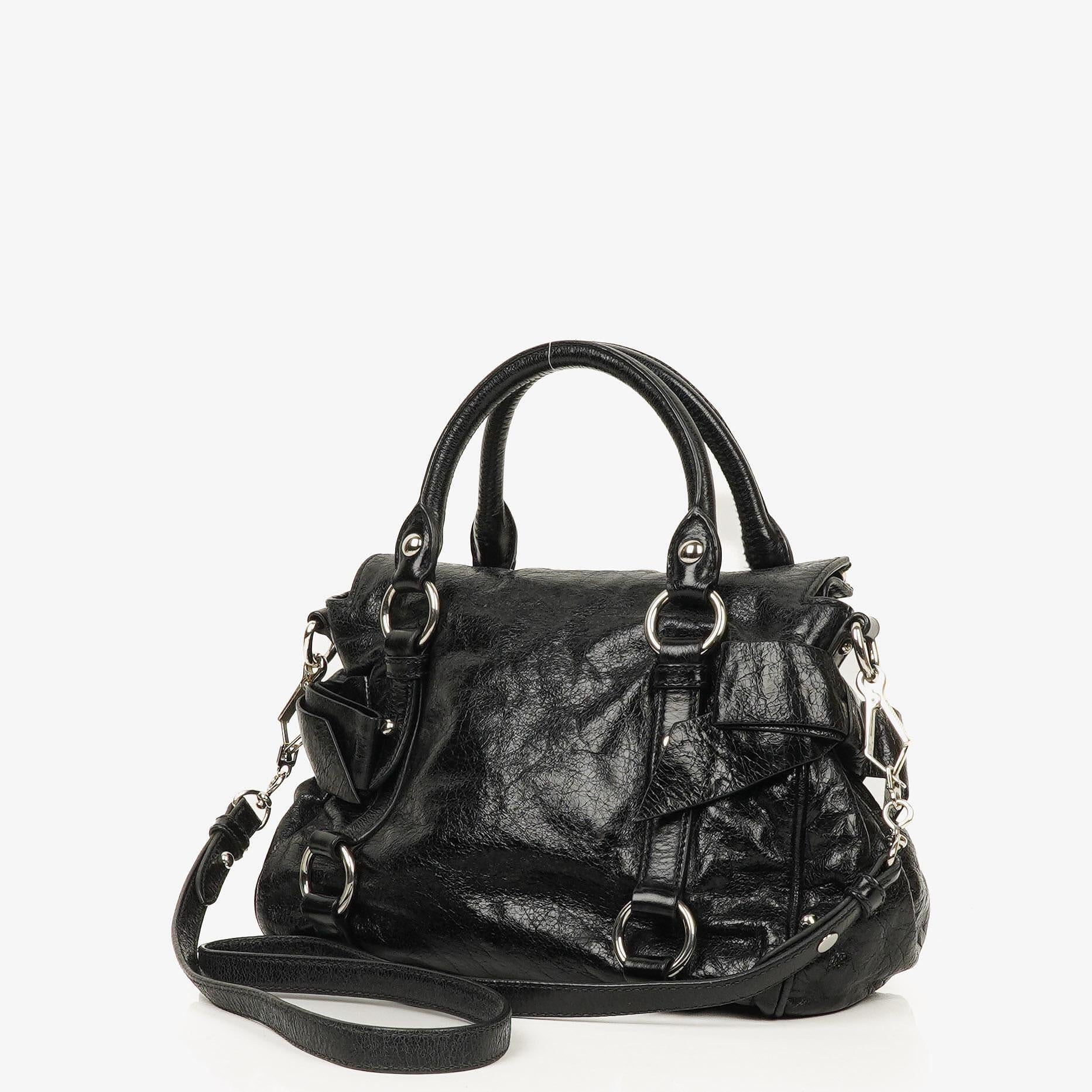 Miu Miu Vitello Lux kleine Bow Satchel-Tasche in Schwarz