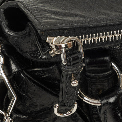 Miu Miu Vitello Lux kleine Bow Satchel-Tasche in Schwarz