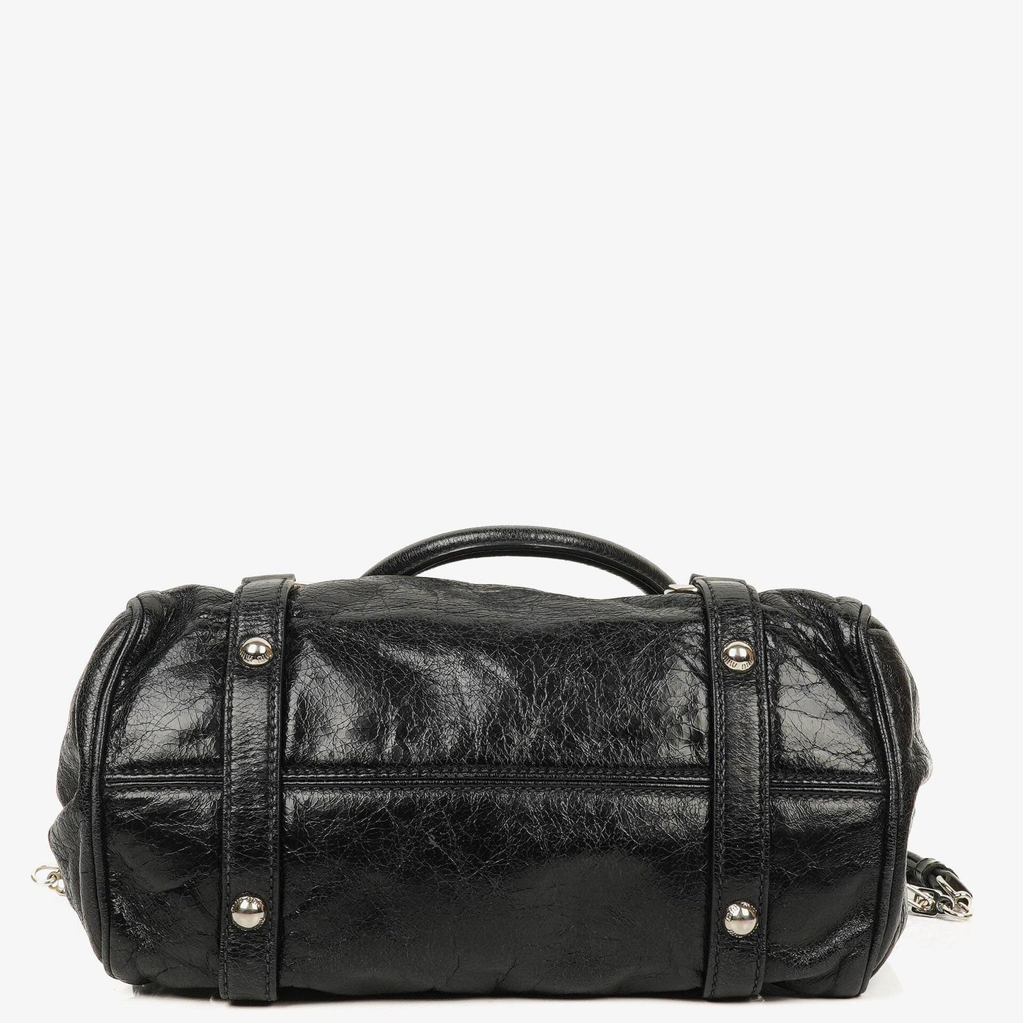 Miu Miu Vitello Lux kleine Bow Satchel-Tasche in Schwarz