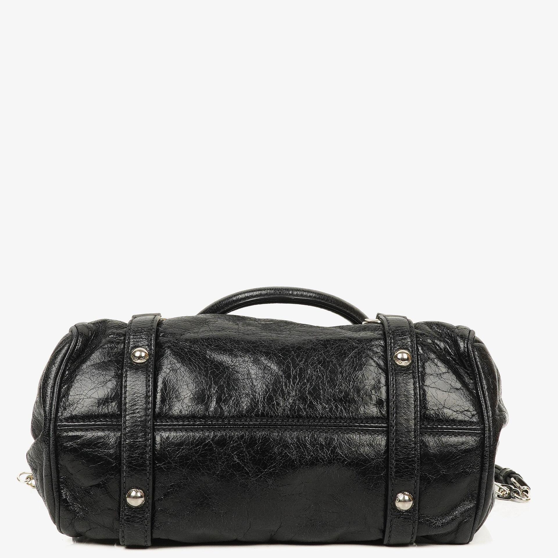 Miu Miu Vitello Lux kleine Bow Satchel-Tasche in Schwarz