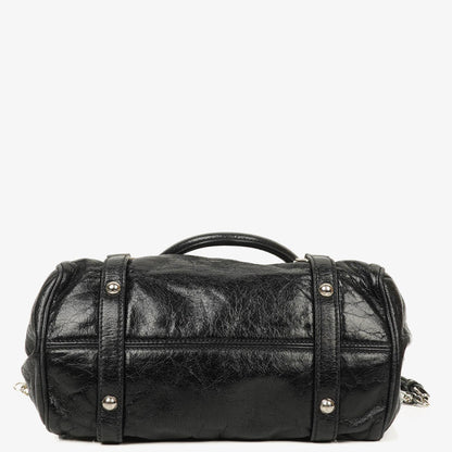 Miu Miu Vitello Lux kleine Bow Satchel-Tasche in Schwarz