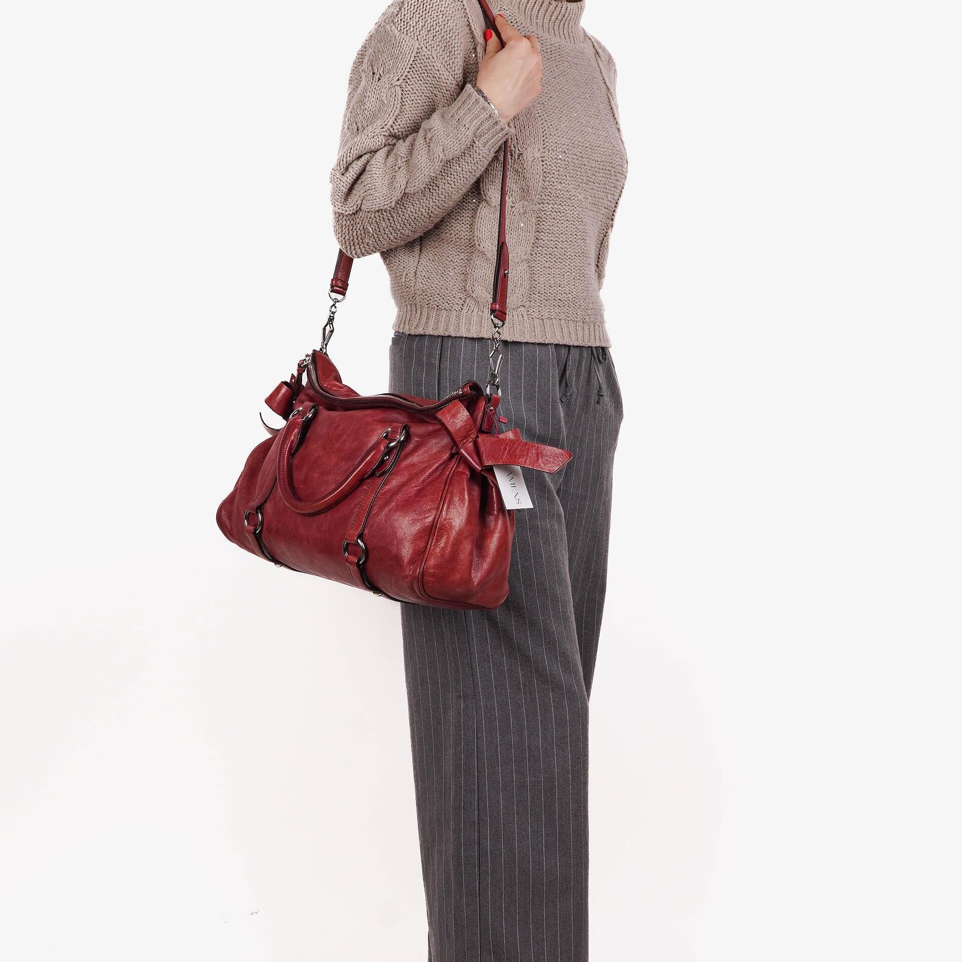 Miu Miu Vitello Lux Bow Satchel Tasche