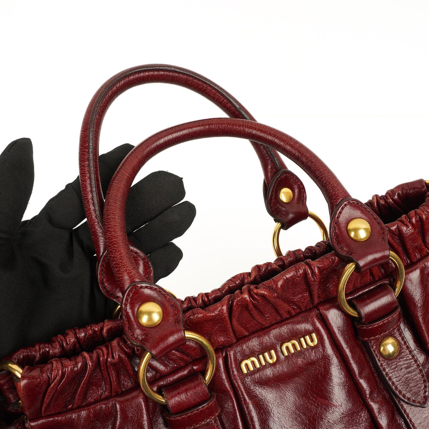 Miu Miu Vitello Lux Burgunder Umhängetasche