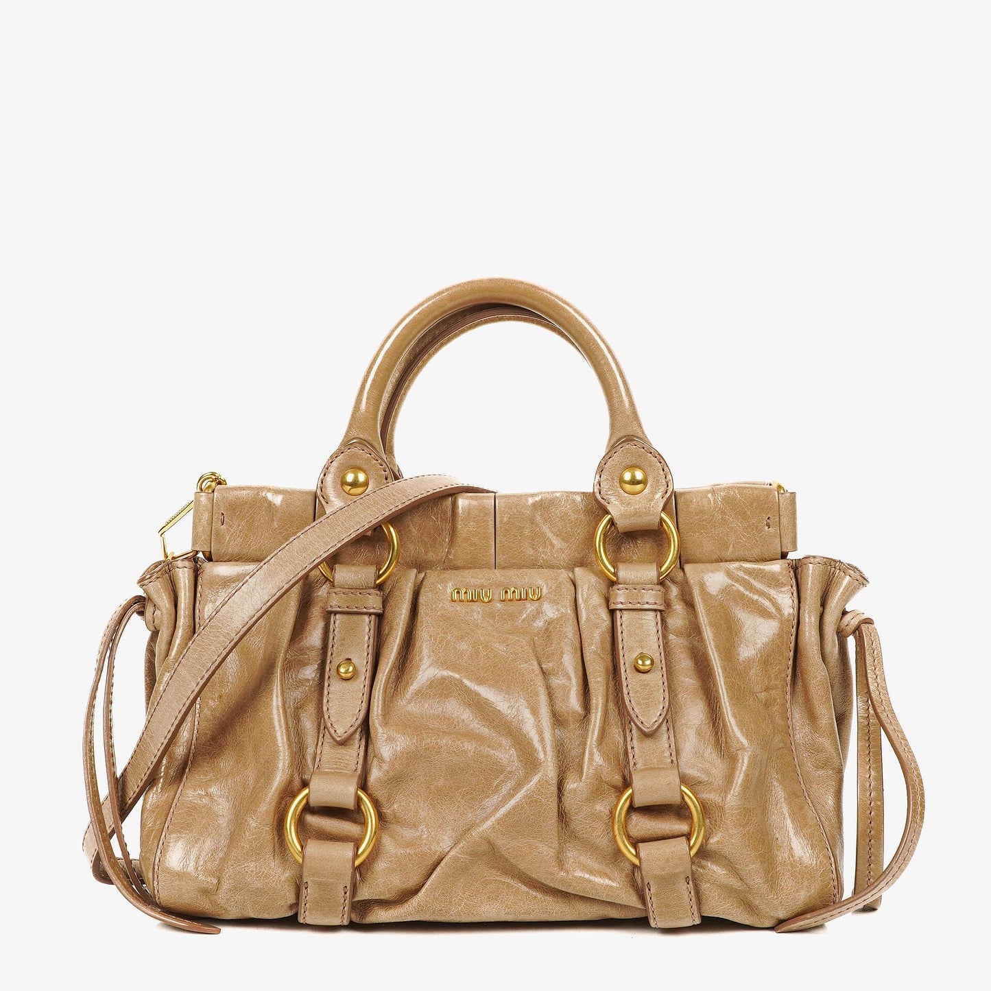 Miu Miu Vitello Lux Satchel Tasche in Cammeo