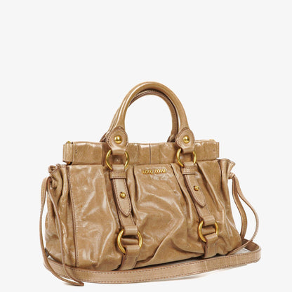 Miu Miu Vitello Lux Satchel Tasche in Cammeo