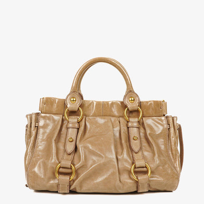 Miu Miu Vitello Lux Satchel Tasche in Cammeo