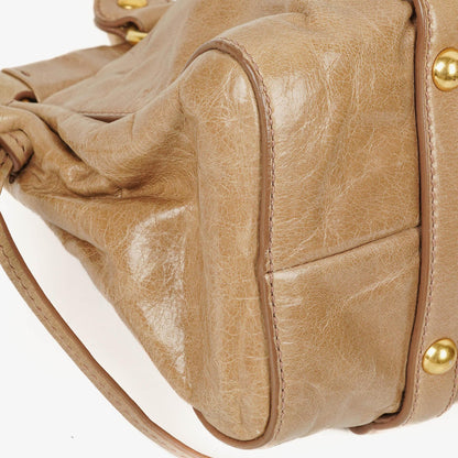 Miu Miu Vitello Lux Satchel Tasche in Cammeo