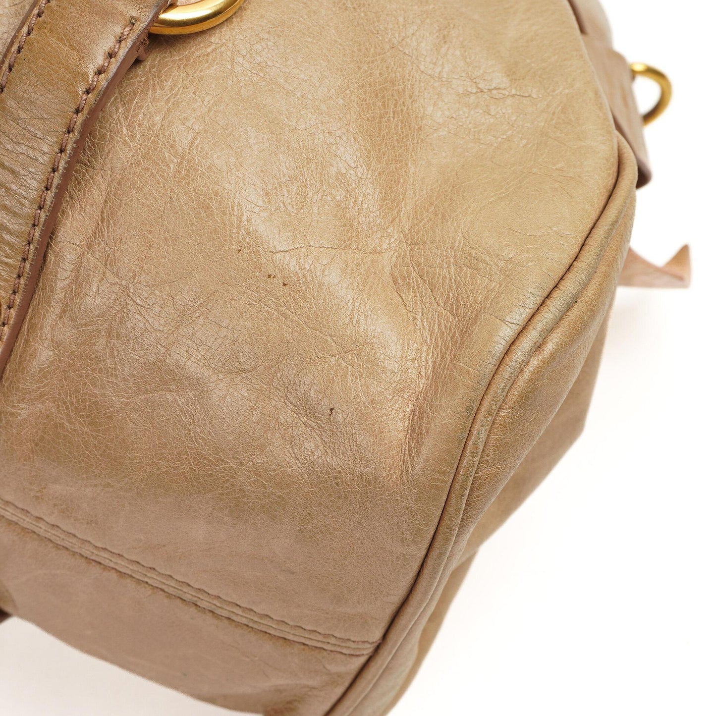 Miu Miu Vitello Lux Satchel Bow Bag Cammeo